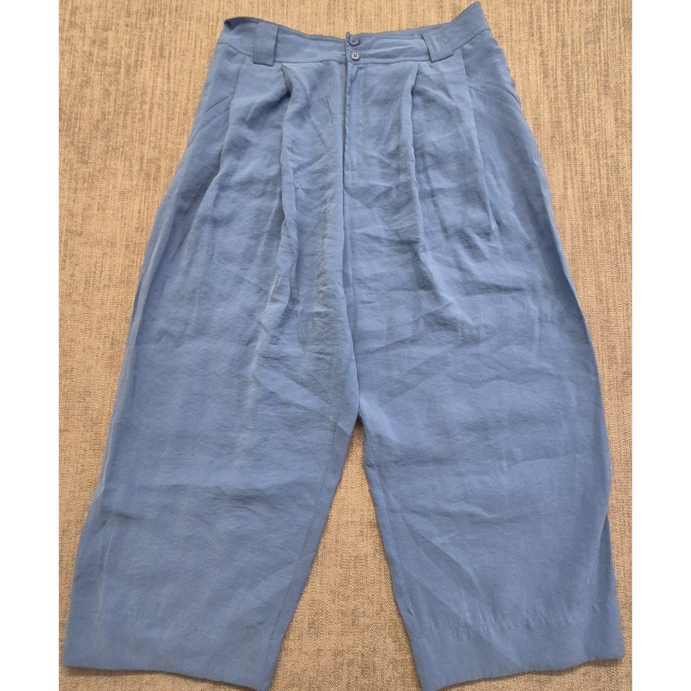 Anthropologie blue cropped wide leg culotte pants‎ women's 12 high rise EUC